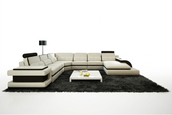 Paysage de vie Canapé Rembourrage Coin Suite Designer Canapé en cuir + Canapé USB WetzlarD
