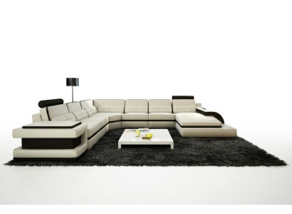 Paysage de vie Canapé Rembourrage Coin Suite Designer Canapé en cuir + Canapé USB WetzlarD
