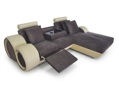 Canapé d'angle en cuir rembourré design Canapé d'angle Suite d'angle Canapé Salon paysager avec USB