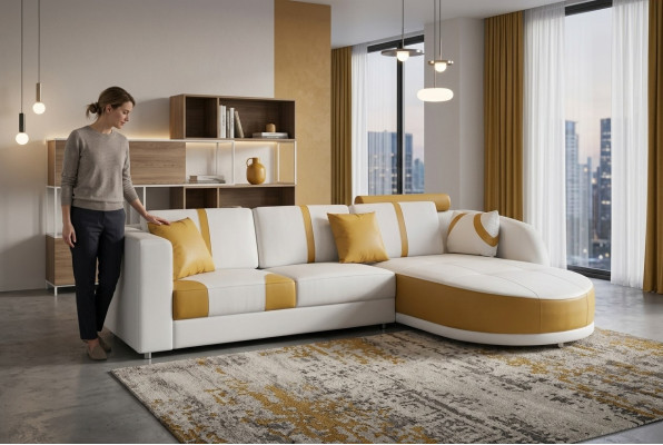 Ensemble de canapés Canapé moderne Coin salon Canapé en cuir Rembourrage Mobilier de salon Coin USB