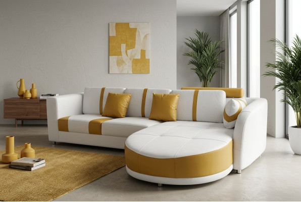 Ensemble de canapés Canapé moderne Coin salon Canapé en cuir Rembourrage Mobilier de salon Coin USB