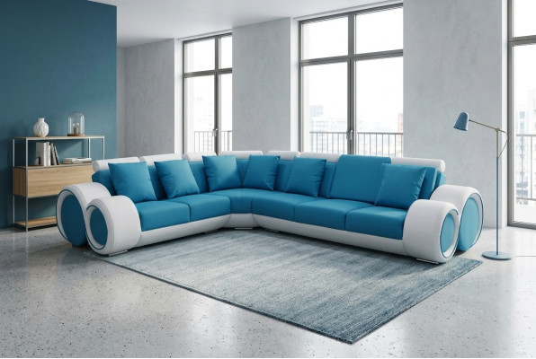 Design Cuir Tapisserie XXL Coin de la Chambre Salon Canapé + USB Designer Suite Canapés
