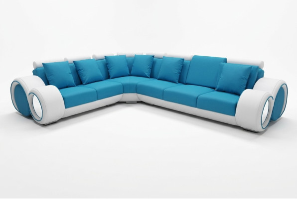 Design Cuir Tapisserie XXL Coin de la Chambre Salon Canapé + USB Designer Suite Canapés