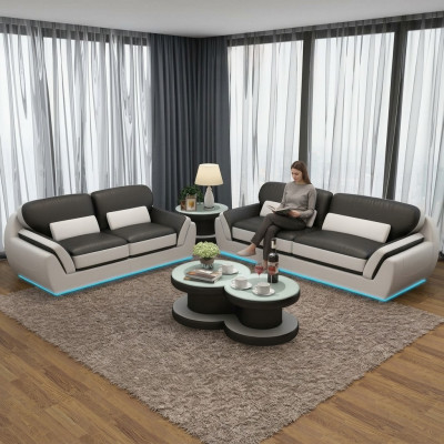 Canapé en cuir avec USB Ensemble de canapé neuf 3+2 places, Design de canapé moderne G8038C