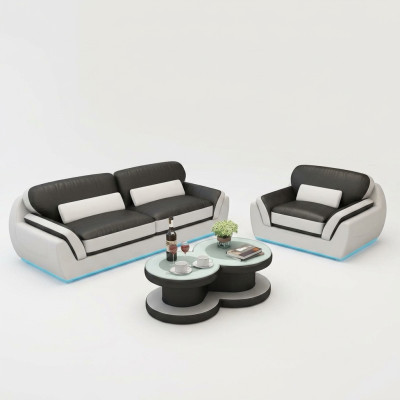 Canapé en cuir avec USB Ensemble de canapés 3+1 places Design Moderne nouveau Canapé G8038D