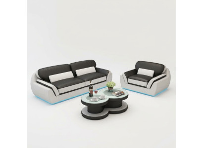 Canapé en cuir avec USB Ensemble de canapés 3+1 places Design Moderne nouveau Canapé G8038D