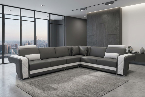 Canapé en cuir avec USB Salon paysage Suite d'angle Design Canapé moderne en forme de L L6010B