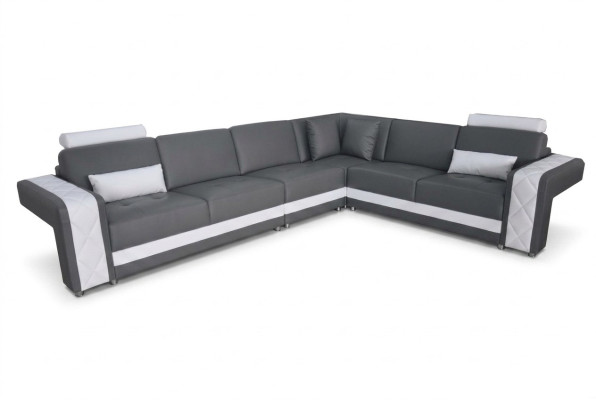 Canapé en cuir avec USB Salon paysage Suite d'angle Design Canapé moderne en forme de L L6010B