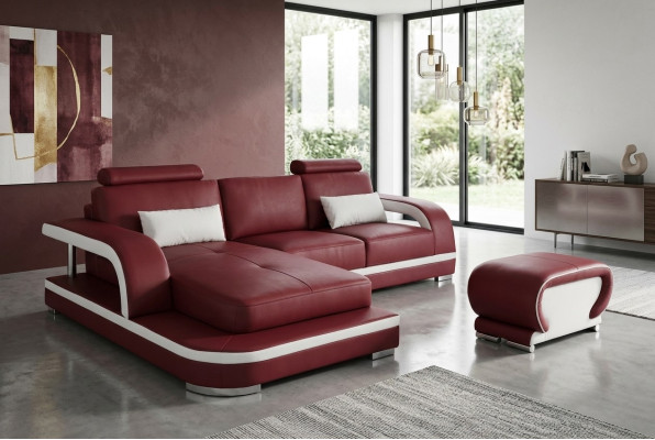 Canapé d'angle en cuir avec USB Suite de luxe Canapés d'angle Canapés Tapisserie Paysage de vie