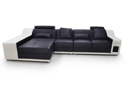Coin Canapé d'angle moderne en cuir XXL Paysage de vie Canapé en cuir Sofa avec USB, forme en L B2017B