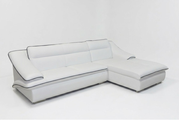 Canapé d'angle en cuir avec USB, suite d'angle design paysage, revêtement L-shape pour salon