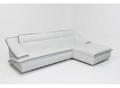 Canapé d'angle en cuir avec USB, suite d'angle design paysage, revêtement L-shape pour salon