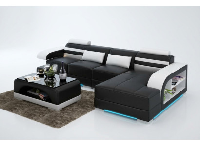 Canapé en cuir avec USB Salon Paysage Coin canapé Suite d'angle Design Canapé moderne G8033C