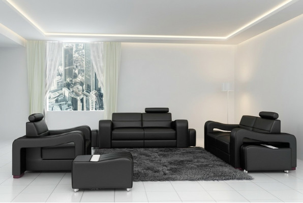 Ensemble de canapé en cuir design USB Sofa Seat Tissu 3+2+1 Sets
