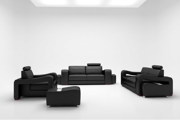 Ensemble de canapé en cuir design USB Sofa Seat Tissu 3+2+1 Sets