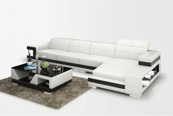 Canapé en cuir avec USB Salon paysage Canapé d'angle Suite d'angle Design Canapé moderne G8017C