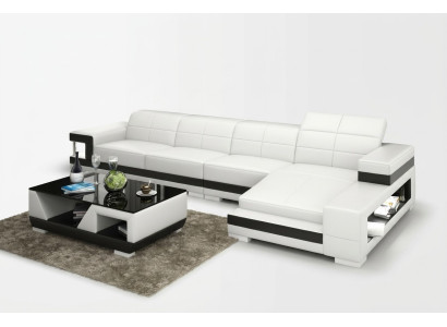 Canapé en cuir avec USB Salon paysage Canapé d'angle Suite d'angle Design Canapé moderne G8017C