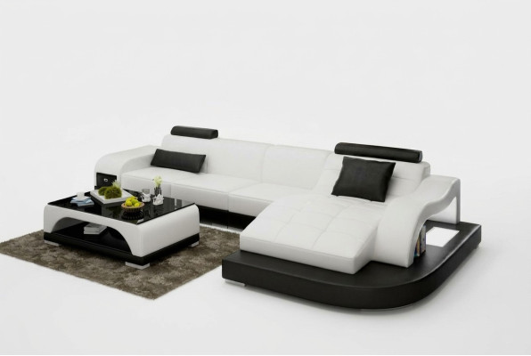 Canapé en cuir avec USB Salon paysager Canapé d'angle Suite d'angle Design Moderne Canapé G8009D