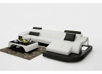 Canapé en cuir avec USB Salon paysager Canapé d'angle Suite d'angle Design Moderne Canapé G8009D