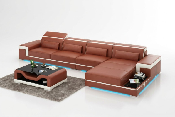 Canapé en cuir USB Living Paysage Canapé d'angle Ensemble de Canapé d'angle Design Moderne Canapé Neuf