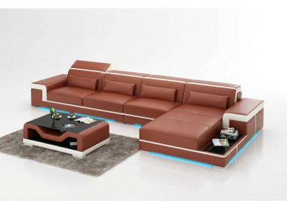 Canapé en cuir USB Living Paysage Canapé d'angle Ensemble de Canapé d'angle Design Moderne Canapé Neuf