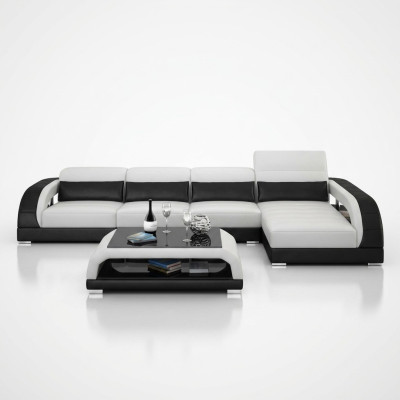 Canapé en cuir avec USB, canapé d'angle de paysage vivant Ensemble d'angle Conception de canapé moderne G8016C