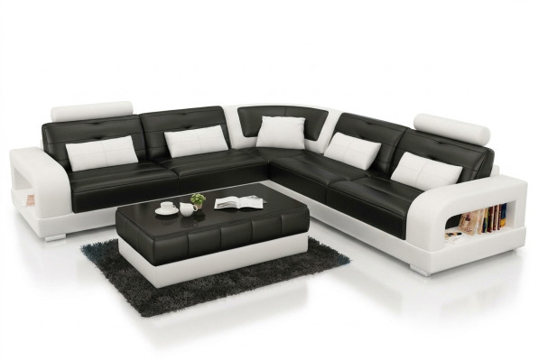 Canapé en cuir USB Paysage vivant Canapé d'angle Suite d'angle Canapé design Canapé L6008B neuf