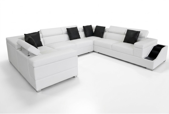 Canapé en cuir USB Paysage de vie Canapé d'angle Suite d'angle Canapé design Canapé neuf