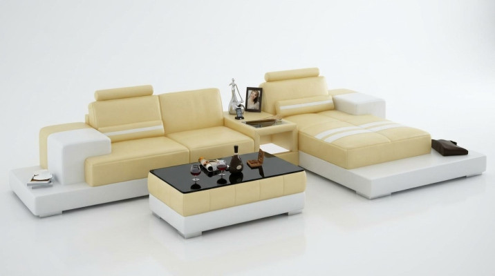 Canapé en cuir avec USB Canapé d'angle Canapé d'angle Suite d'angle Canapé design Canapé L6004D