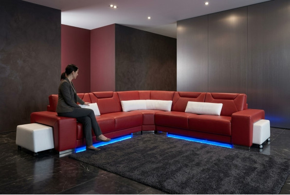 Canapé en cuir avec USB Salon paysager Canapé d'angle Suite d'angle Design Canapé moderne F3011B
