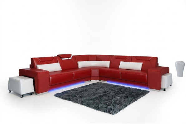 Canapé en cuir avec USB Salon paysager Canapé d'angle Suite d'angle Design Canapé moderne F3011B