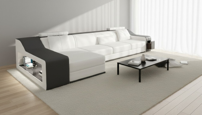 Canapé en cuir avec USB Paysage vivant Canapé d'angle Eck Suite Design Canapé moderne B2017B