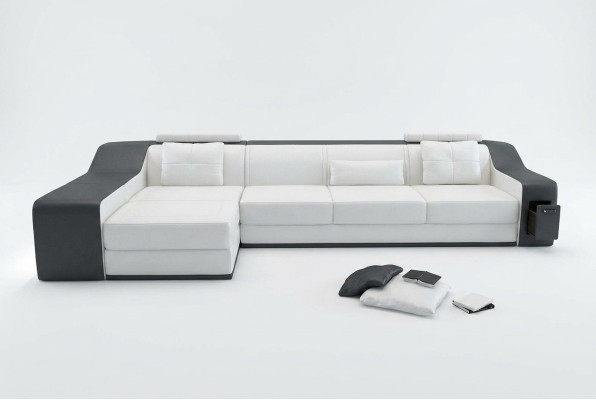 Canapé en cuir avec USB Paysage vivant Canapé d'angle Eck Suite Design Canapé moderne B2017B
