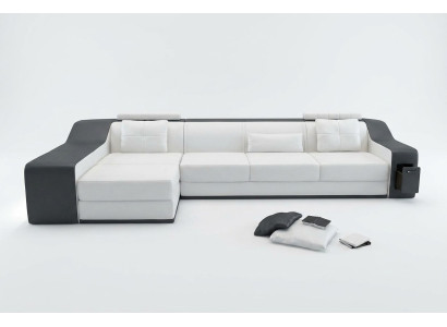 Canapé en cuir avec USB Paysage vivant Canapé d'angle Eck Suite Design Canapé moderne B2017B