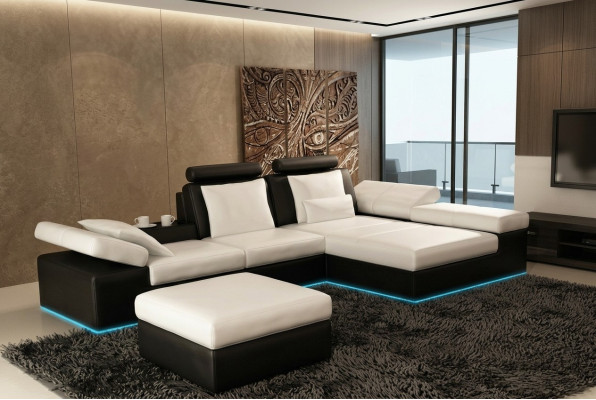 Canapé en cuir. Canapé avec USB. Paysage vivant. Canapé d'angle. Suite Design. Canapé moderne K5014C.