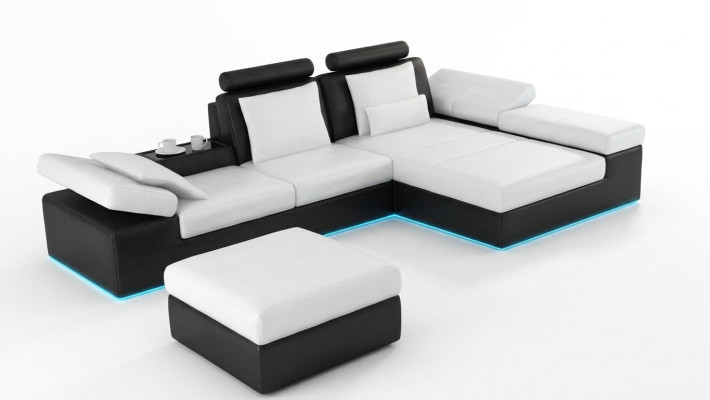 Canapé en cuir. Canapé avec USB. Paysage vivant. Canapé d'angle. Suite Design. Canapé moderne K5014C.