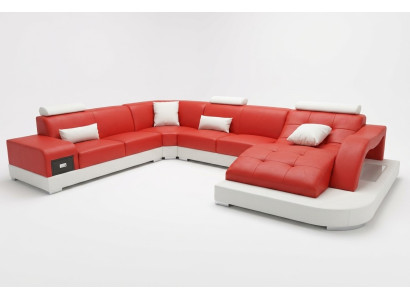 Canapé d'angle en cuir Coin Salon Paysage Suite Design Moderne Nouveau Canapés USB nouveau