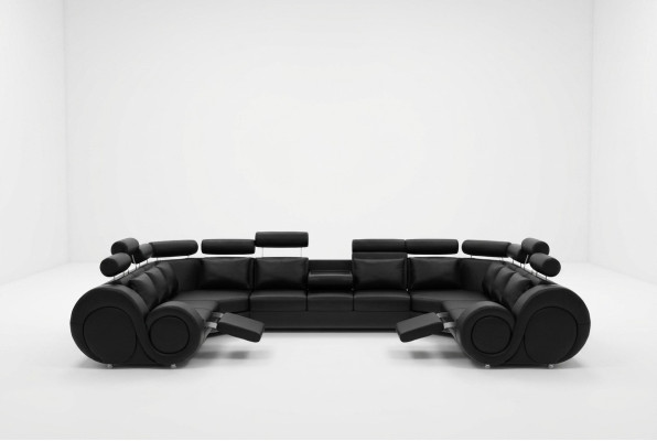 Designer Living landscape Ecksofa + USB Sofa Polster Ledersofa Sofas neue Suite