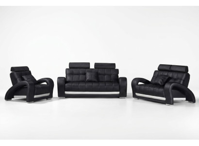 Canapé en cuir avec USB. Ensemble de 3+2+1 places. Design de canapé moderne B2023.
