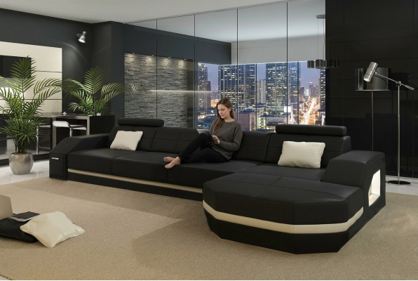Canapé en cuir avec USB Salon paysager Canapé d'angle Suite d'angle Design Canapé moderne C4011C