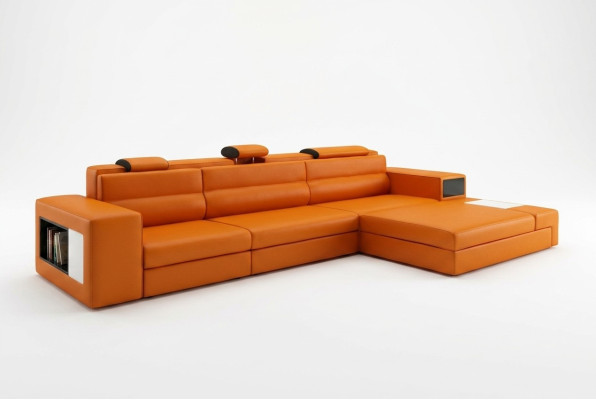 Canapé en cuir avec USB Canapé d'angle paysage vivant Suite d'angle Eck Design Canapé moderne B2006B