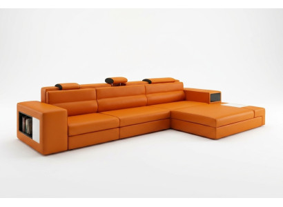 Canapé en cuir avec USB Canapé d'angle paysage vivant Suite d'angle Eck Design Canapé moderne B2006B