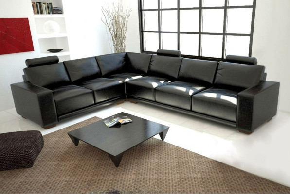 Canapé en cuir avec USB Canapé d'angle Salon moderne Suite d'angle Design Moderne Sofa A1121B