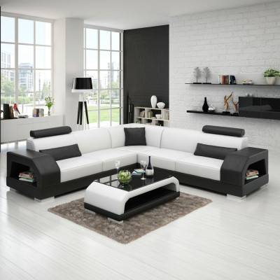 Canapé en cuir avec USB Salon paysager Canapé d'angle Suite d'angle Design Canapé moderne G8001B