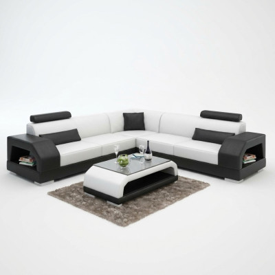 Canapé en cuir avec USB Salon paysager Canapé d'angle Suite d'angle Design Canapé moderne G8001B