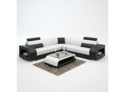 Canapé en cuir avec USB Salon paysager Canapé d'angle Suite d'angle Design Canapé moderne G8001B