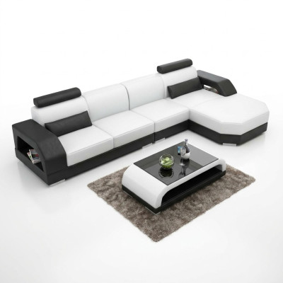 Canapé en cuir + salon USB Canapé d'angle de paysage Coin de canapé Suite d'angle Canapé design Canapé nouveau G8001C