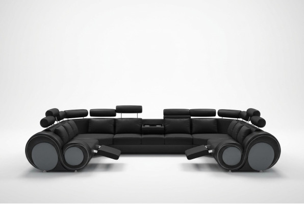 Canapé d'angle design Canapé avec USB Rembourrage Siège Ensemble d'angle Canapés Cuir Textile Forme en L