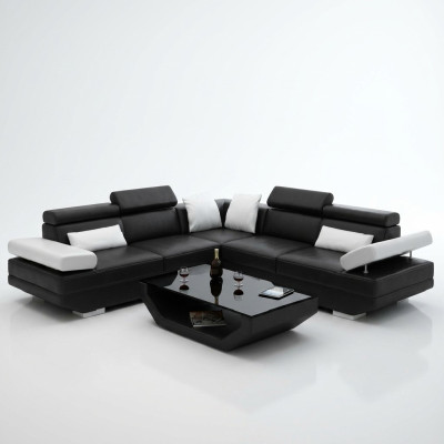 Paysage vivant Coin de rembourrage Canapé d'angle avec Suite USB Paysage en cuir AlfredB