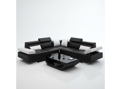 Paysage vivant Coin de rembourrage Canapé d'angle avec Suite USB Paysage en cuir AlfredB